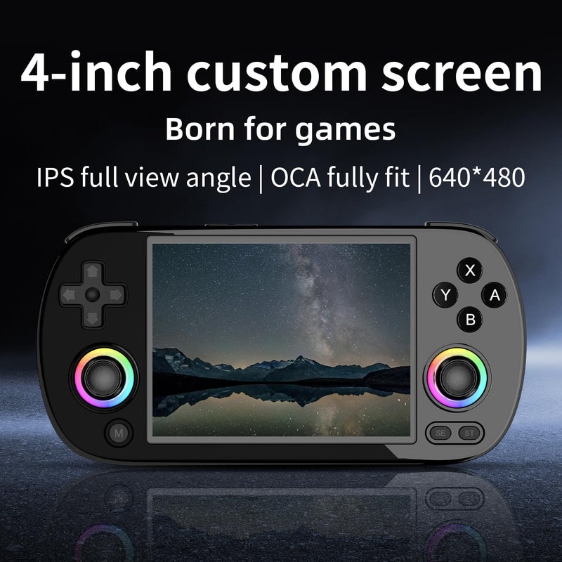 GiipGoop RG40XX H Retro Handheld Game Consoles RG40XXH Retro Gaming Console 64 TF Card Preloaded Games 5000+ Portable Gaming Console Linux 64-bit System 4.0'' IPS Screen WiFi Bluetooth HD and TV Output Black - Image 2